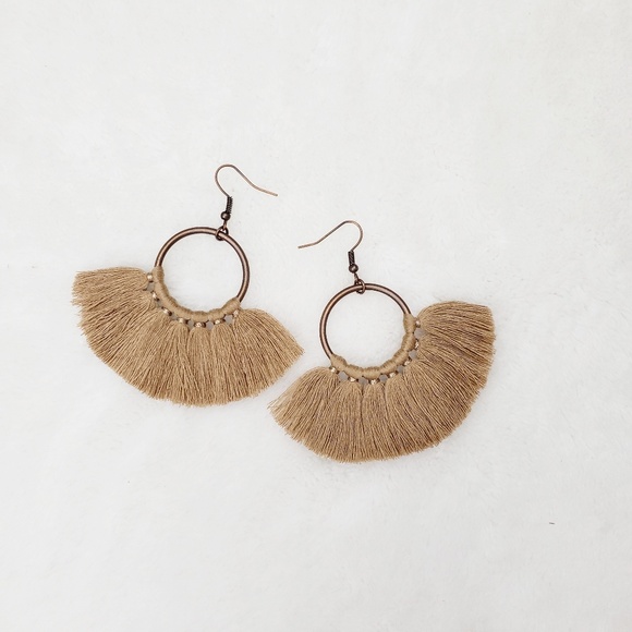 Circle Tassel Fringe Earrings - Picture 2 of 4